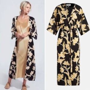 Maison du Sor Floral Long Robe Women's Size S/M Luxe Loungewear